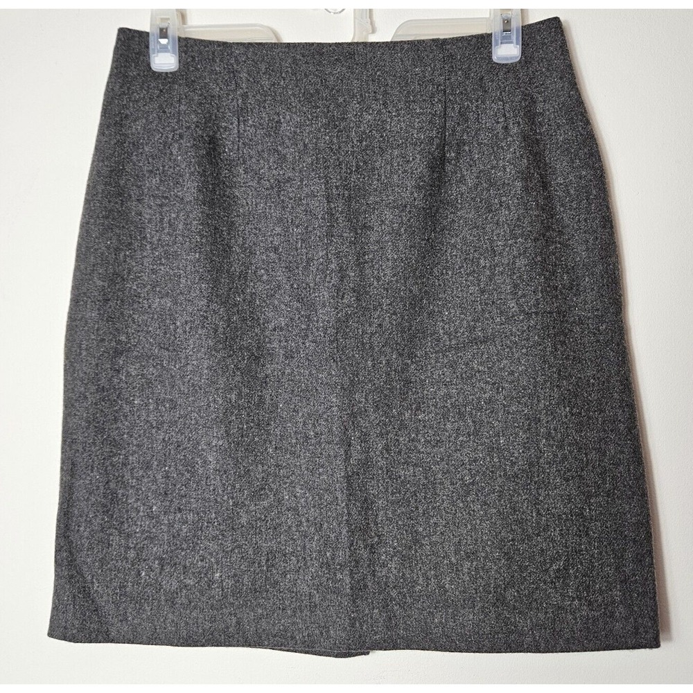 Savannah Women Gray Wool Straight Pencil Skirt 10 Professional Office Academia